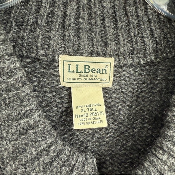 LL Bean 100% Lambs Wool Mens Ragg Size XL Tall Sweater Item ID 285175 Gray - Picture 6 of 10